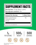 BulkSupplements.com Wild Jujube Extract Powder - Sourced from Jujube Fruit, Herbal Supplement - Gluten Free, 1g per Serving, 500g (1.1 lbs) (Pack of 1)