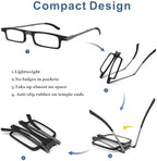 Missfive Ultra Thin Folding Reading Glasses for Men Women Pocket & Upgraded Portable Flat Hard Case, Lightweight Foldable Collapsible Travel Pocket Readers Durable TR90 Metal Eyeglasses 1.5x