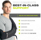 Athletic Arm Sling Class A Medical Device - Shoulder Sling Immobilizer for Injury Support - For Elbow & Wrist Too - Men & Women (X-Large Right, Black)