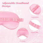 4 Pack Sleep Mask Silk Eye Mask Block Light Eye Sleep Shade Cover Blindfold Reduces Puffy Eyes Traveling Gifts for Night Sleeping Office Travel Party Games Suitable for Men Women (Pink)