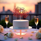 Kaoenla Glitter Happy Birthday Cake Topper,Handmade for Birthday & Anniversary Party Decor (red)