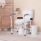 Giantex Toilet Safety Rail Free Standing Safety Assist Frame W/ 360°Rotatable Clip,Adjustable Height & Width Toilet Armrest, 300 LBS Weight Capacity for Disable Elderly Commode Stability Handrails