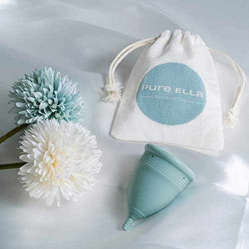 Pure Ella Menstrual Cup - Reusable Soft Silicone Period Cup - Wear for 12 Hours - Medical Grade & BPA Free Silicone - Eco Friendly & Hypoallergenic Feminine Hygiene – Sizes XS, Small, Large (Small)