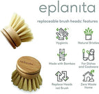 eplanita Replacement Brush Heads (Pack of 8) for Bamboo Dish Brush, Sisal Bristle Refills, Agave Cactus Fibres, Kitchen Eco Scrubber, Plastic Free Washing Up, Zero Waste Cleaning