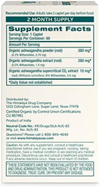 Himalaya Organic Ashwagandha Root, 2 Month Supply - Herbal Adrenal Support Supplements for Stress Relief and Energy Support - USDA Organic, Non-GMO, Vegan, Gluten Free, 670 mg, 60 Caplets