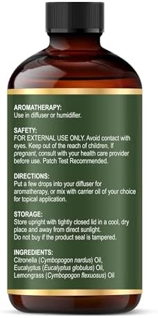 MAJESTIC PURE Buzz Off | Citronella, Lemongrass & Eucalyptus Oil | 100% Pure & Natural Premium Grade Oil for Diffusers, Self Care, DIY | 4 Fl Oz