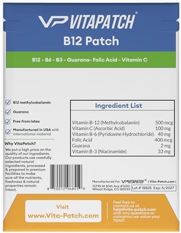 B12 Patch for Energy Plus – 75 Count Pack - B12 Patches – B12 with Methylcobalamin & Guarana