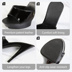 Women Fish Mouth Sky High Heel Platform Sexy Party Slides Round Open Toe Slip On High Heeled Backless Prom Sandals Fashion Stiletto Dress Bridal Evening Shoes