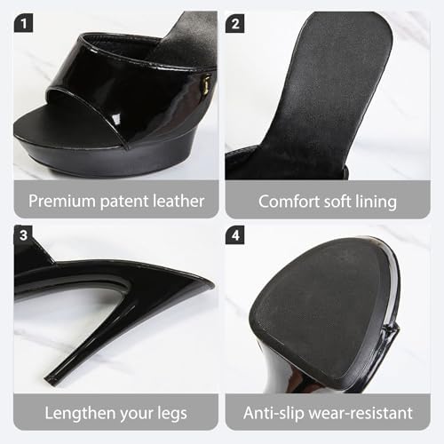 Women Fish Mouth Sky High Heel Platform Sexy Party Slides Round Open Toe Slip On High Heeled Backless Prom Sandals Fashion Stiletto Dress Bridal Evening Shoes