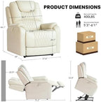 EONIX Triple Motor Lay Flat Power Lift Recliner Chair for Elderly with Massage, 400lbs Electirc Lift Chair for Living Room, Independent Adjustable Backrest Headrest, Extended Footrest, Cream White