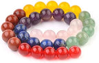 7 Chakra Gemstone Beads 10mm Polished Round Smooth Natural Chakra Stone 35pcs Healing Crystals and Stones for Jewelry Making Crafting 15Inch(7 Chakra Stone,10mm)