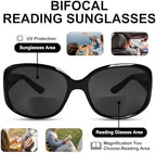 Bifocal Reading Sunglasses Womens, Oversized Square Sun Readers Outdoor Reading Glasses UV400 Protection/Anti Glare