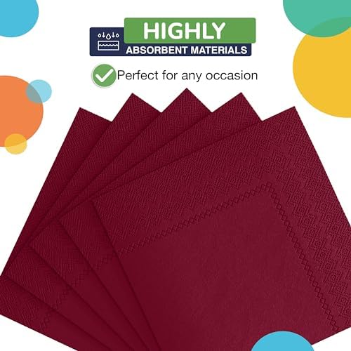 Party Solids Burgundy Napkins Disposable Everyday 300 Pcs 2 Ply Burgundy Dinner Napkins Bulk For Parties & Party Supplies