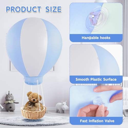 3FT Hot Air Balloon Decorations, Inflatable Baby Showe!Decoration Balloon for Baby Birthday Party weddingExhibitions, Air Pump Inclued (Blue)