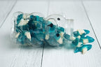 Bear Necessities Blue Gummy Sharks in Bear Jar - Cute Bow, Hand-Jarred Gummy Candy Gift - Sourced & Made in the USA, Fun Gift & Stocking Stuffer - Artisanal Candy Treats & Assorted Gummies - 1 Jar