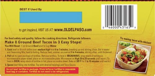 Old El Paso Soft Tortilla Bowl Dinner Kit, Mild Taco Sauce and Seasoning, 8 Ct, 10.9 oz