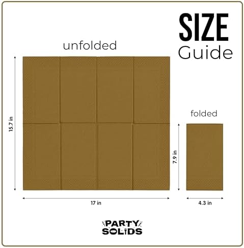 Gold Dinner Napkins Disposable 8" x 4" Folded - 40 Pcs 2 Ply Gold Napkins Disposable Paper Guest Towels for Bathrooms, Dinners, Everyday Parties & Party Supplies