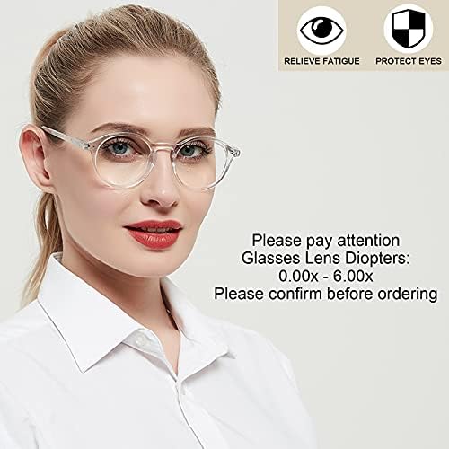 Round Reading Glasses Women Retro Nerd Readers Lightweight 1.00 1.25 1.50 1.75 2.00 2.25 2.50 2.75 3.00 3.25 3.50 3.75 4.00 5.00 6.00 (Transparent, 275)