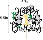 Panda Happy 1st Birthday Cake topper,Panda Cake Decorations, Jungle Animals Theme Party Supplies,Kids Children Newborn Birthday Party Decorations.