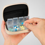 Pill Case Weekly Travel Pill Organizer for Purse with Removable 7 Day Pill Box Premium Neoprene Pill Container for Travel Purse Accessory, Vitamin, Supplement, Small Pieces Arrangement-Leopard