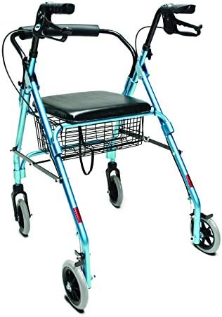 Lumex Walkabout Lite Rollator – Lightweight 14.5 lb. Rolling Walker with Seat for Seniors, Aqua