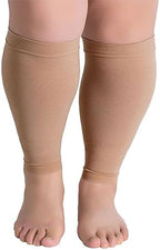 Hotfiary Calf Compression Sleeves for Women & Men, Plus Size Up to 7XL Leg Compression Socks, Wide Calf Footless Leg Support Brace, 20-30mmgh Compression Socks for Shin Splint & Calf Pain Relief