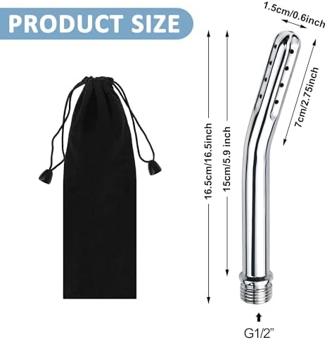 Metal Shower Cleaner Enema Douche System, Handheld Water Shower Nozzle Anal Rinse Vaginal Cleaning Kit Cleaner Attachment for Men Women, Silver
