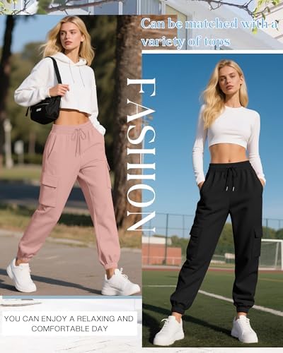 Neer 3 Pack Women's Cargo Sweatpants Joggers Pants Causal Gym Athletic Workout High Waist Bottom Y2k Fall Outfits with Pocket