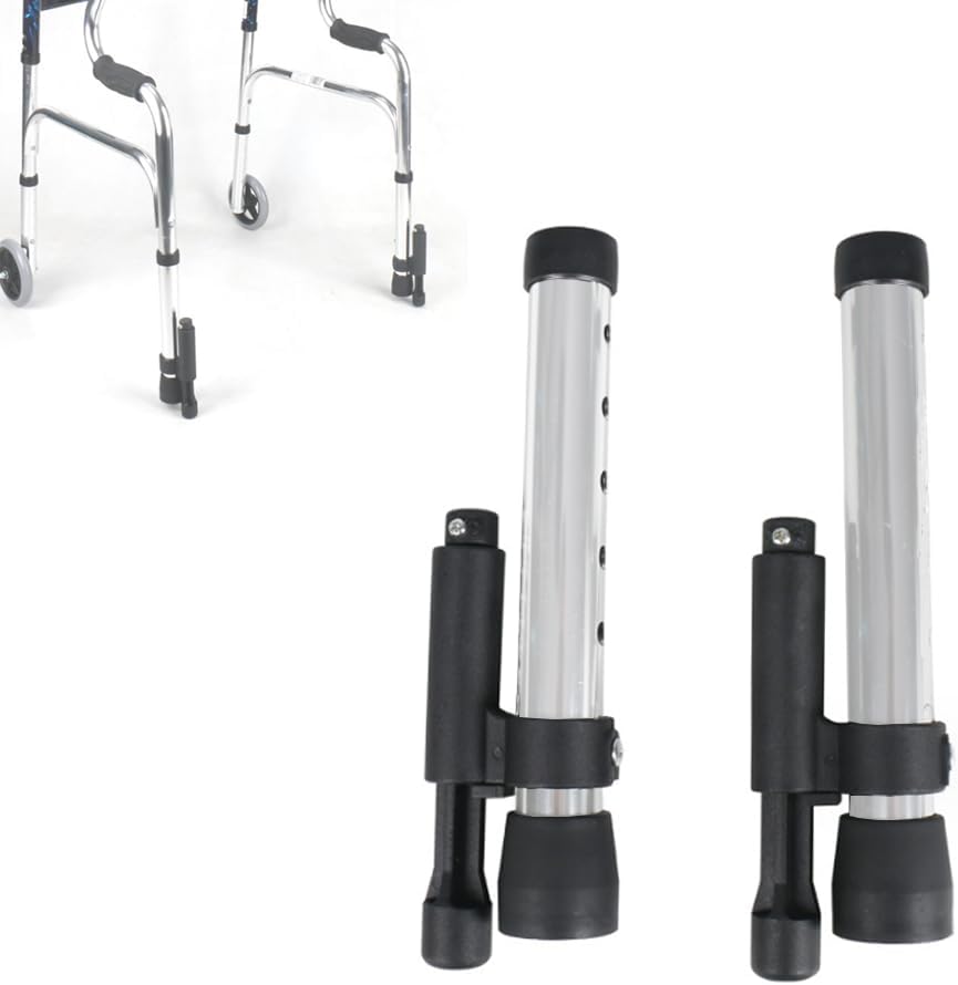 Rear Glide Walker Brakes Fit 1” Folding Walker Tube Replacement - Back Safety Wheel Stability Mobility Aid for Elderly Disabled, 1 Pair