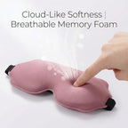 Eye Masks for Sleep, 3D Contoured Sleeping Mask Breathable Pressure Free Blackout Eye Cover Adjustable Soft Light Blocking Shades for Women Men Students Travel Office Napping Night Pink