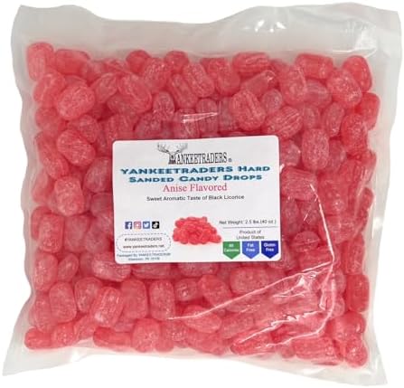 YANKEETRADERS Anise Hard Sanded Candy Drops, 40 Oz. Bulk Bag