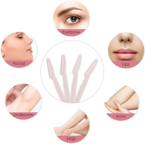 6 Pcs Eyebrow Razor Face Razors Multipurpose Facial Razors for Women Men Eyebrow Trimmers Shaver with Protective Cover Dermaplaning Facial Hair Removal Tools Light Pink