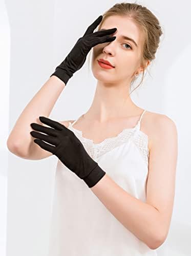METWAY Mulberry Silk Gloves for Sleeping Women Summer Sunscreen UV Protection Thin Lightweight Pure Silk Overnight Glove