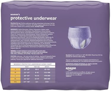 Amazon Basics Incontinence Underwear for Women, Maximum Absorbency, Fresh Protection, Postpartum, Disposable, Odor Protection, Comfortable Fit, Large, Lavender, 54 Count (3 Packs of 18)
