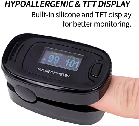 CONTEC CMS50NA Pulse Oximeter Fingertip Blood Oxygen Saturation Monitor SpO2 and PR Value Waveform Blood Oxygen Neck/Wrist Corda, Black