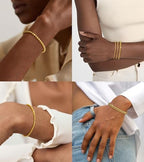 doubgood Gold Bracelets for Women, 5 Piece 14K Gold Plated Bracelet Stack Beaded Ball Jewelry Sets Gifts for Women
