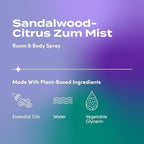 Indigo Wild Zum Mist Room & Body Spray - Aromatherapy Essential Oil Spray - Natural Body Mist & Room Spray - Sandalwood-Citrus Scent - 4 fl oz