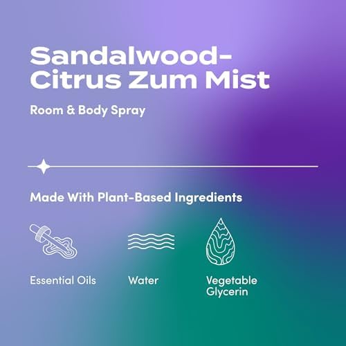 Indigo Wild Zum Mist Room & Body Spray - Aromatherapy Essential Oil Spray - Natural Body Mist & Room Spray - Sandalwood-Citrus Scent - 4 fl oz
