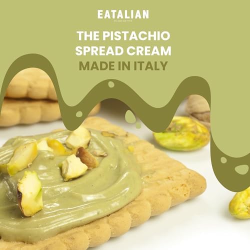 EATALIAN by AMZ BETTER Pistachio Cream, 17.63 oz/500 gr, Delicious Spreadable Cream with Sweet and Unique Taste, Perfect with Ice Creams, for Filling Cakes and Dubai Chocolate, Made in Italy
