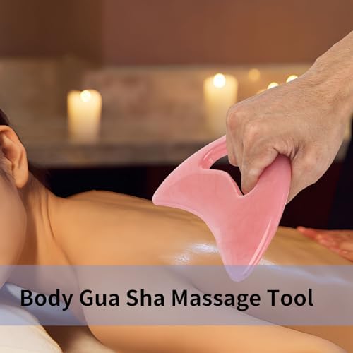 FDKJEJC Body Gua Sha Tool Cellulite Guasha Tool for Body Large Body Massage Tools (Natural Resin) Lymphatic Drainage Tool Guasha Tool for Face，Back, Legs, Women's Body Shaping Tools (Pink)