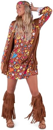 Spooktacular Creations Hippie Costume Women, Halloween 70s Outfits for Women, Adult Hippie Dresses for Halloween Party