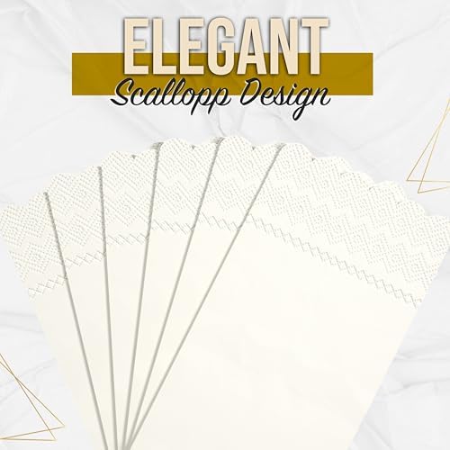 Party Solids Ivory Scalloped Napkins Disposable 20 Pcs 3-Ply Ivory Scalloped Dinner Napkins Disposable Decorative for Dinners & Parties, Paper Guest Towels for Bathroom & Party Supplies