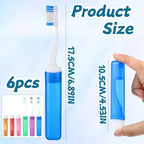 6 Pcs Travel Toothbrush Soft Mini Portable Toothbrush Small Foldable Tooth Brush with Case Cover Individually Wrapped Travels Size Toothbrushes Kit for Camping Travel Home Hiking