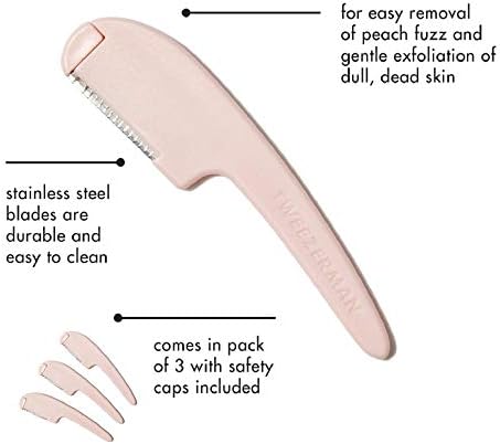 Tweezerman Prep and Plane Facial Razors for Hair Removal and Exfoliation, 3 Count