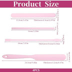 4 PCS Non-Stick Wax Spatulas Set, Silicone Wax Applicator Different Sizes Scrapers Reusable Silicone Stirring Stick For Home Salon Body Use (Pink)