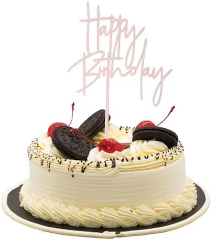 3 PCS Happy Birthday Acrylic Birthday Cake Toppers Decoration DIY Birthday Party Perfect Keepsake(Black,Gold,Pink）