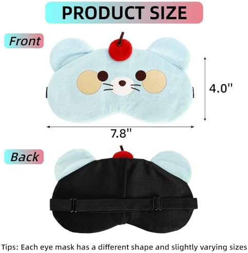 10 Pack Cute Eye Sleep Mask for Kids, Cartoon Animal Eye Cover with Adjustable Strap, Soft Lightweight Night Sleep Blindfolds Funny Cat Eyeshade for Girls Teens Women Men Travel Yoga Nap Party