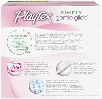 Playtex Simply Gentle Glide Tampons, Multipack (18ct Regular/18ct Super Absorbency), Fragrance-Free - 36ct