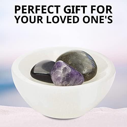 WBM Selenite Crystal Bowl - 4 Inch for Smudging, Healing and Recharging Crystals, Charging Station for Crystals and Healing Stones |Witchcraft Supplies - White