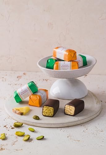 Niederegger Classic Marzipan Assortment Covered with Dark & Milk Chocolate 300g / 10.5oz | 24 Pieces per Box | 6 Variety - 4 Pineapple, 4 Orange, 4 Classic, 4 Pistachio, 4 Milk Chocolate & 4 Espresso